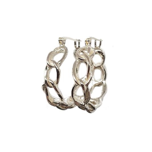 sterling silver chain hoop earrings