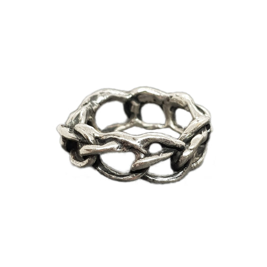 oxidised silver chain ring unisex